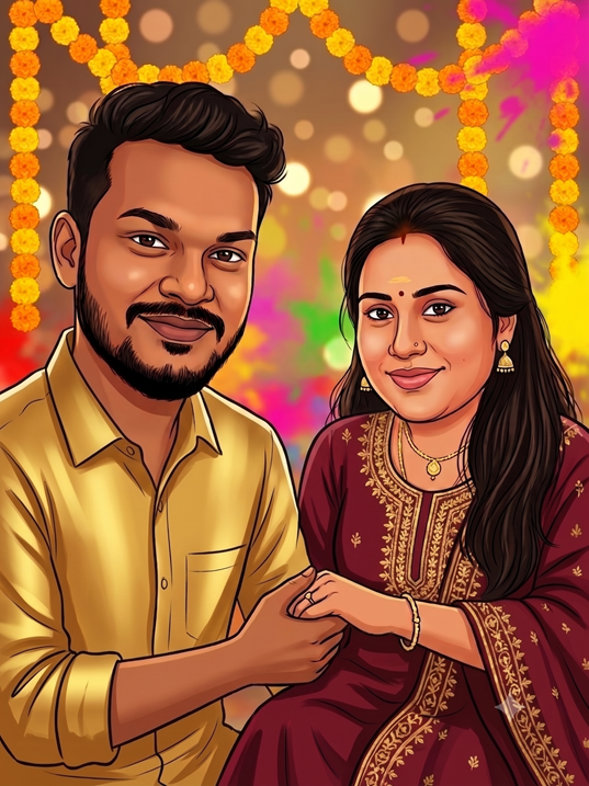Illustration of Priyan and Vinu
